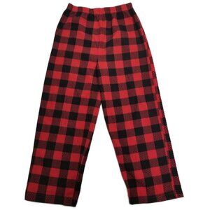 Mad Dog Buffalo Plaid Pajama Pants L 10 12 Red Black Microfleece Flame Resistant